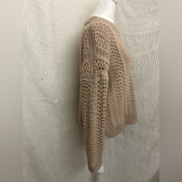 Madewell Windemere Pointelle Sweater M Bisque Beige Wool Alpaca Soft Pullover - Picture 2 of 12